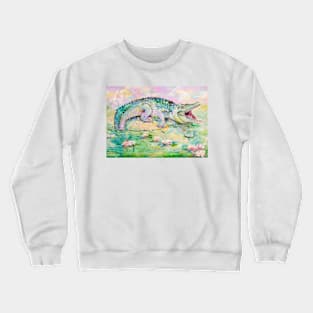 Crocodile and Water Lilies Crewneck Sweatshirt